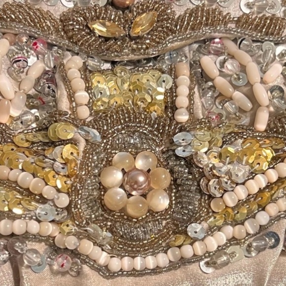 Evening bag Silk evening bag Mother of pearl ,sequence and seed beads GUC - Picture 4 of 13